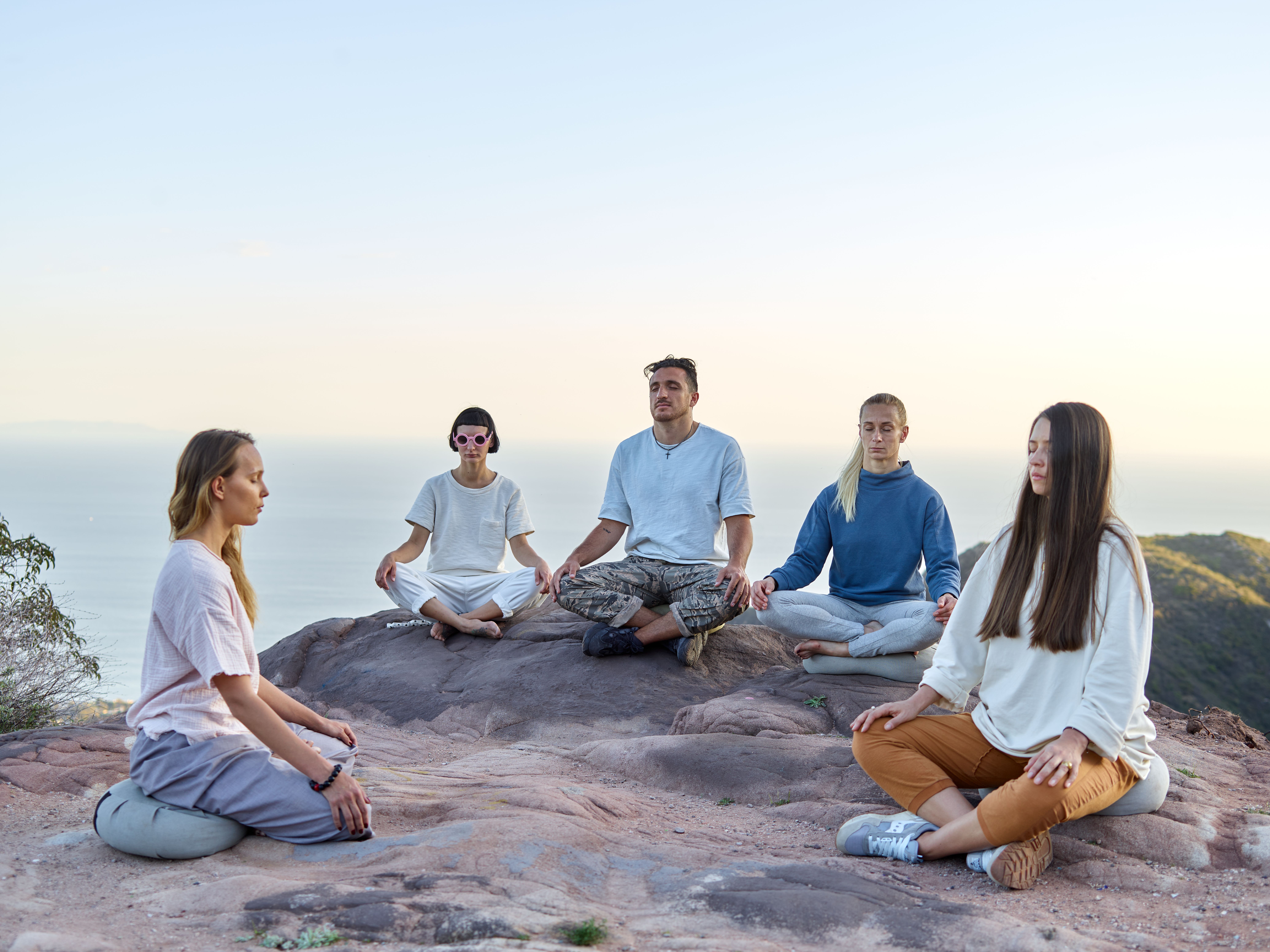 A team wellness session together outdoors